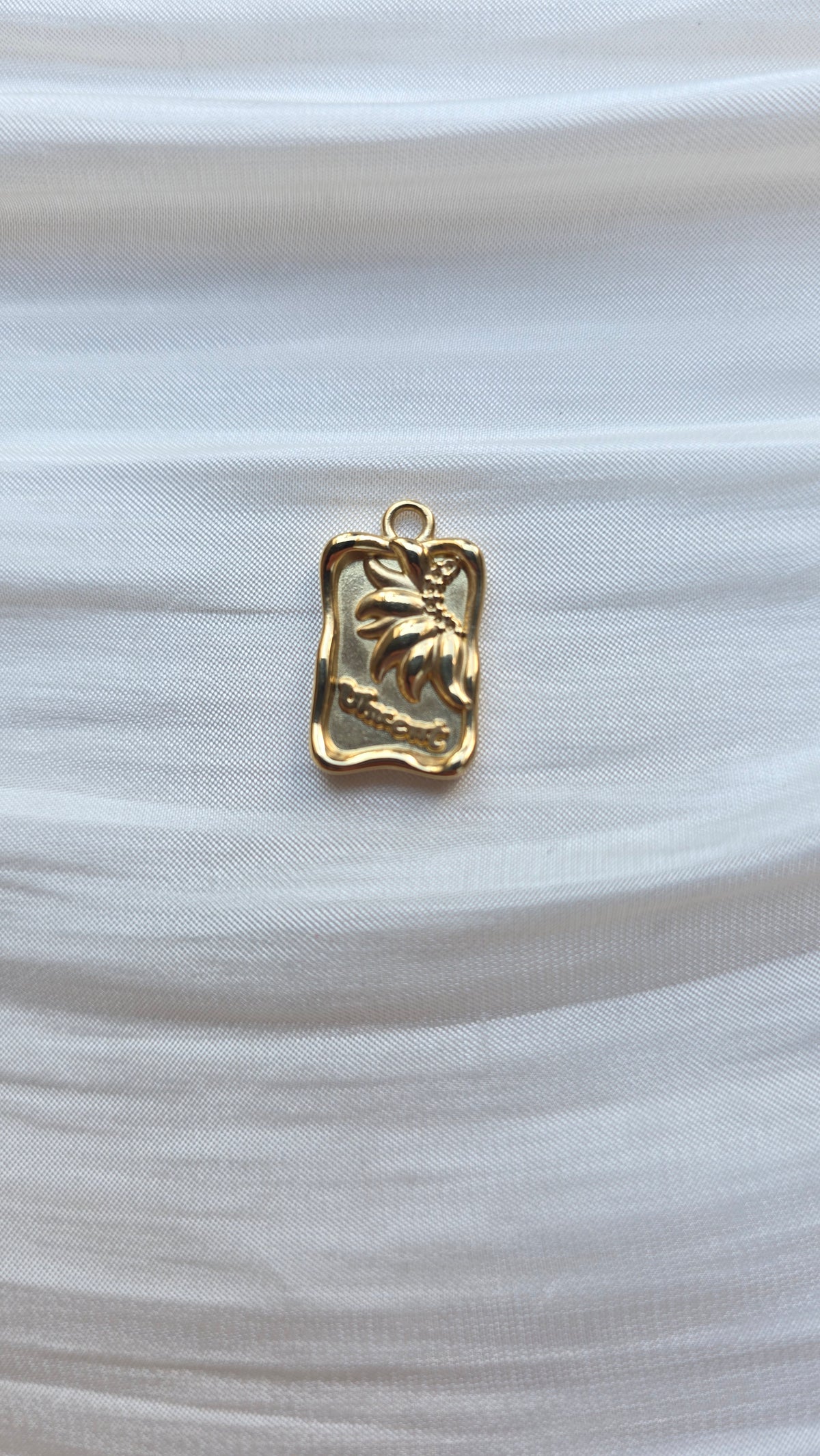 Floral Rectangle Charm – 19 mm Stainless Steel Pendant